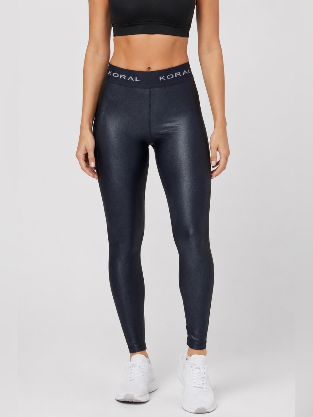 Koral Womens High-Waist Black Leggings XS - Metallic Finish